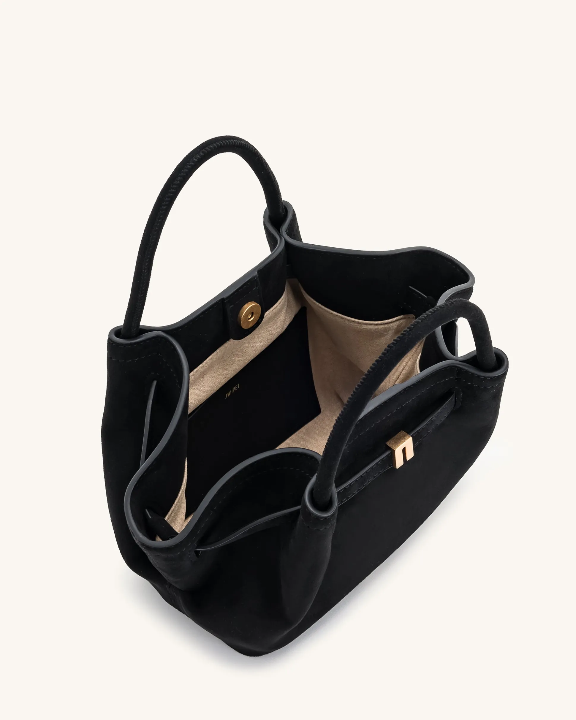 Mini Tote Bag Black Faux Suede Women bag - JW PEI Hana