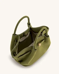 Mini Tote Bag Green Faux Suede Women bag - JW PEI Hana