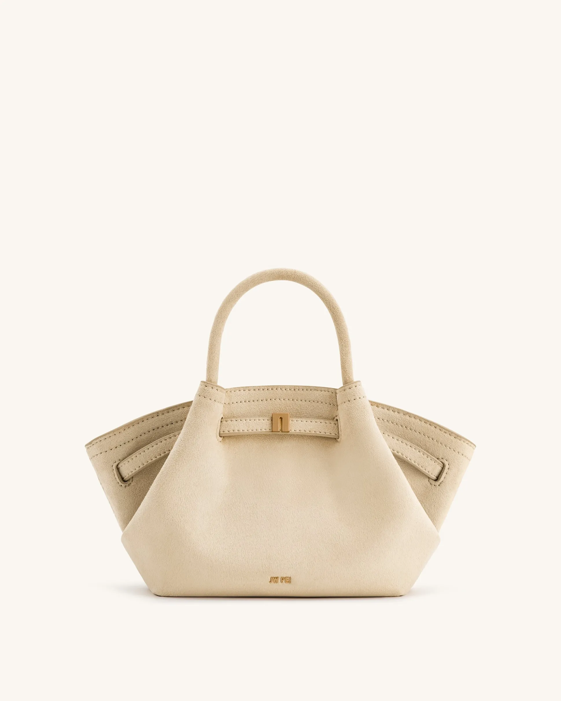 Mini Tote Bag White Faux Suede Women bag Beige - JW PEI Hana