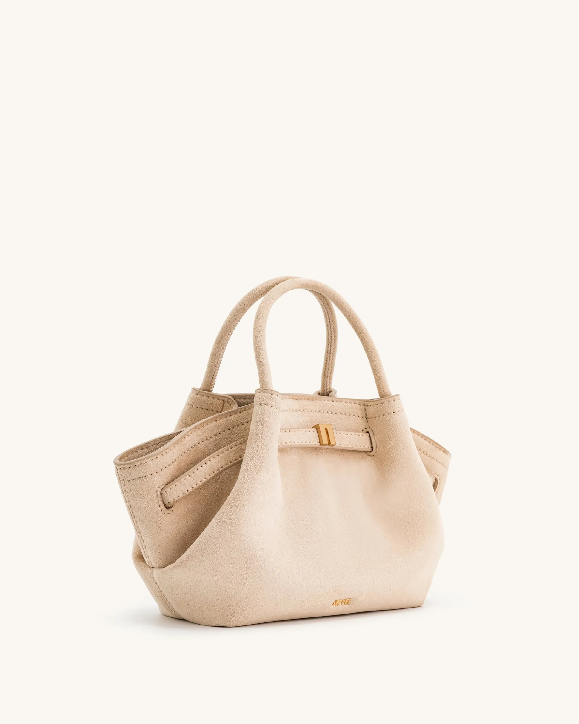 Mini Tote Bag White Faux Suede Women bag Beige - JW PEI Hana