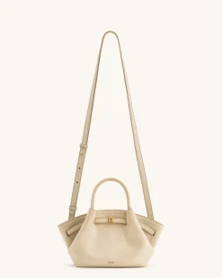 Mini Tote Bag White Faux Suede Women bag Beige - JW PEI Hana