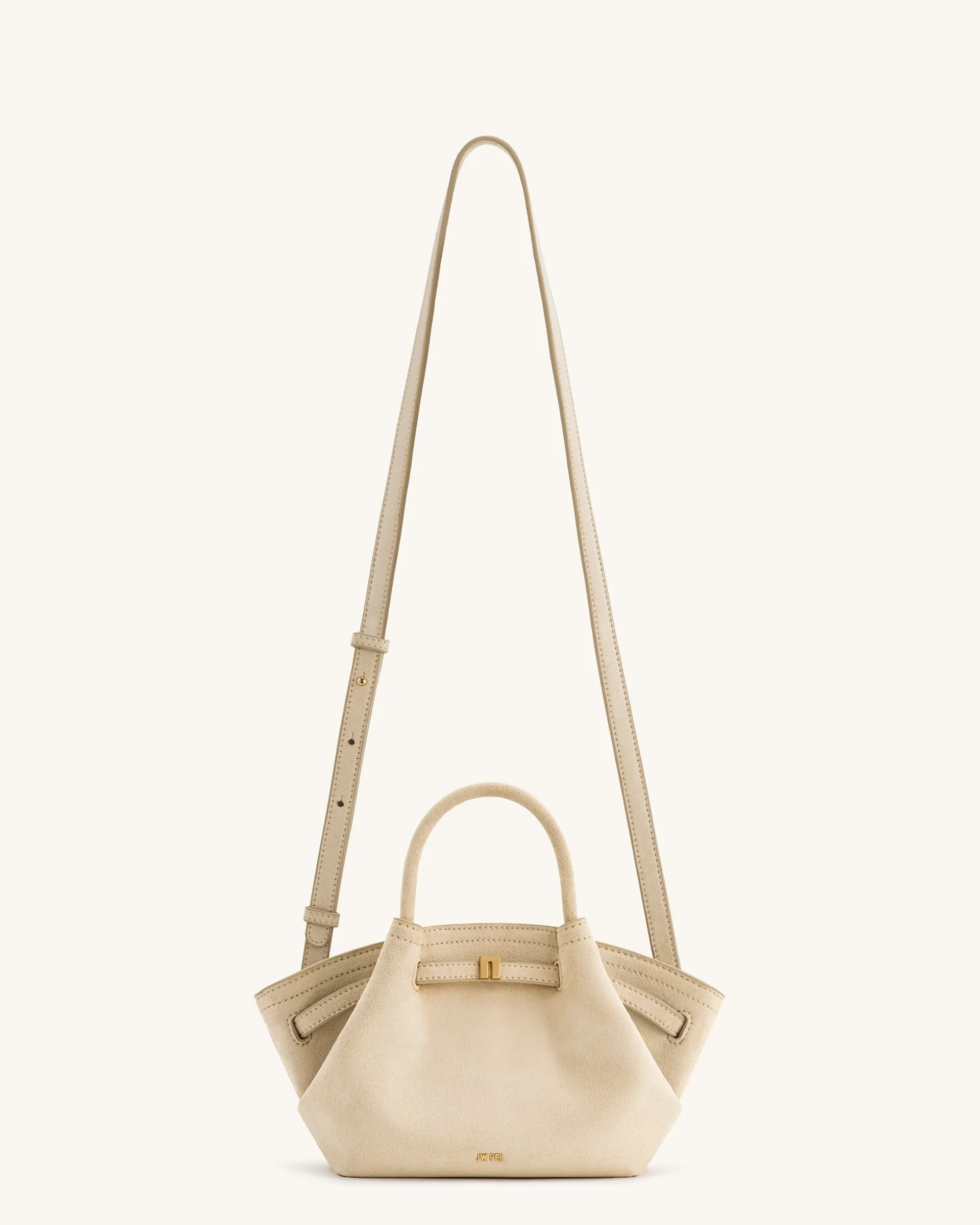 Mini Tote Bag White Faux Suede Women bag Beige - JW PEI Hana