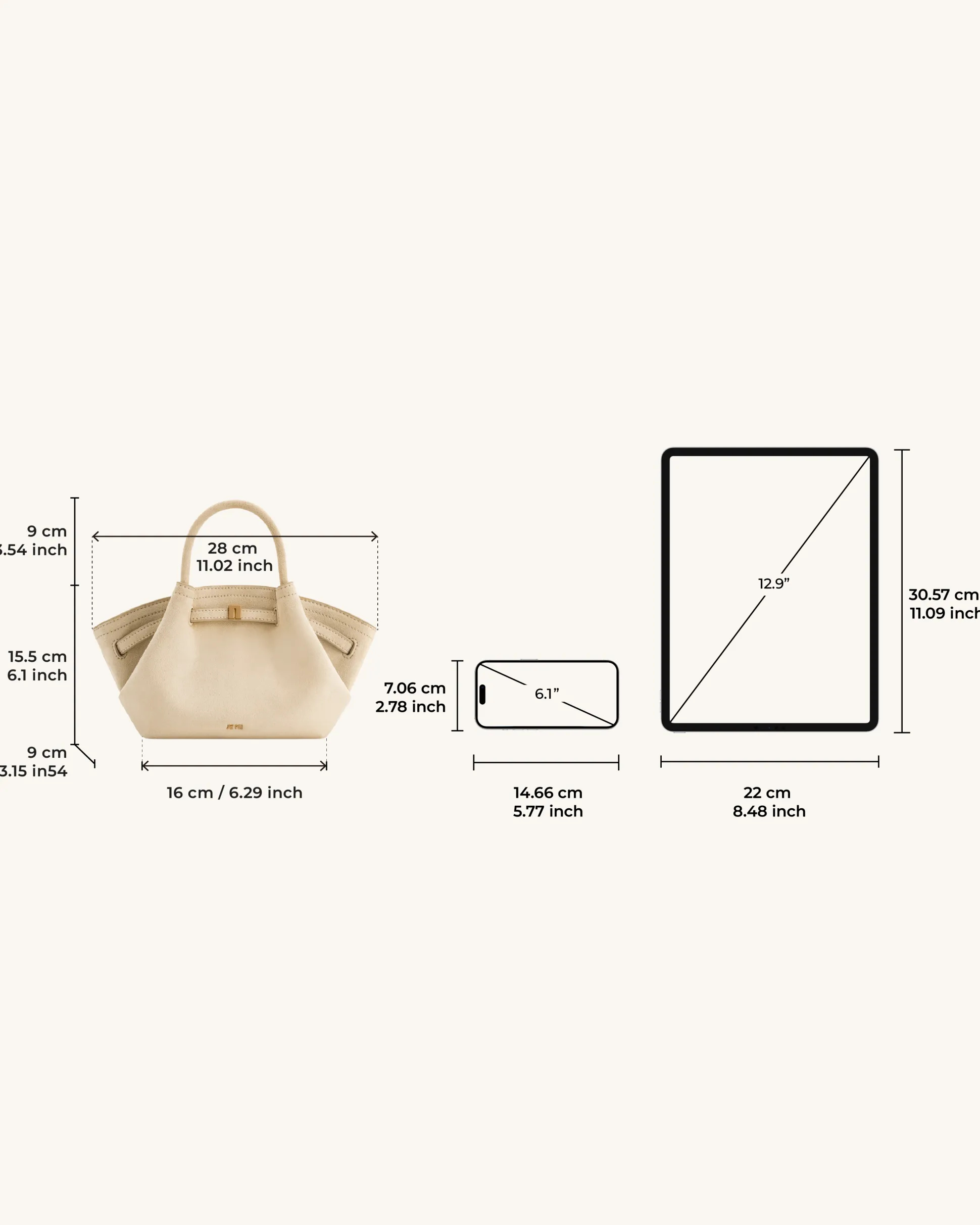 Mini Tote Bag White Faux Suede Women bag Beige - JW PEI Hana