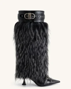 Nico Faux Fur Studded Boot - Black