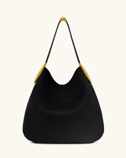 Nina Metal Charm Hobo Bag - Black