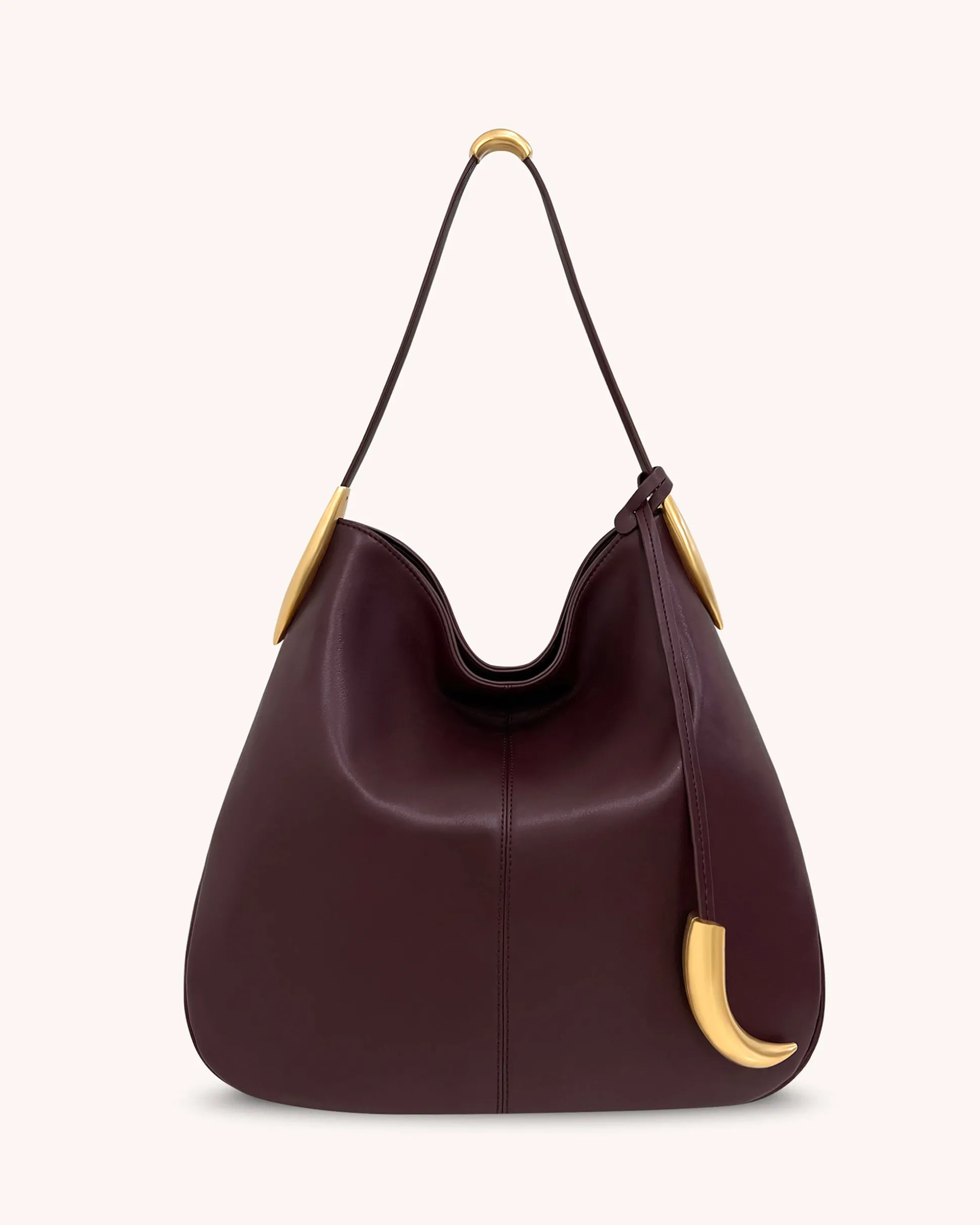 Nina Metal Charm Hobo Bag - Burgundy