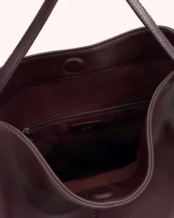 Nina Metal Charm Hobo Bag - Burgundy