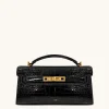 Noor Top Handle Bag - Black Croc