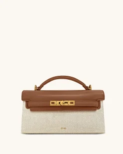 Noor Top Handle Bag - Brown Canvas