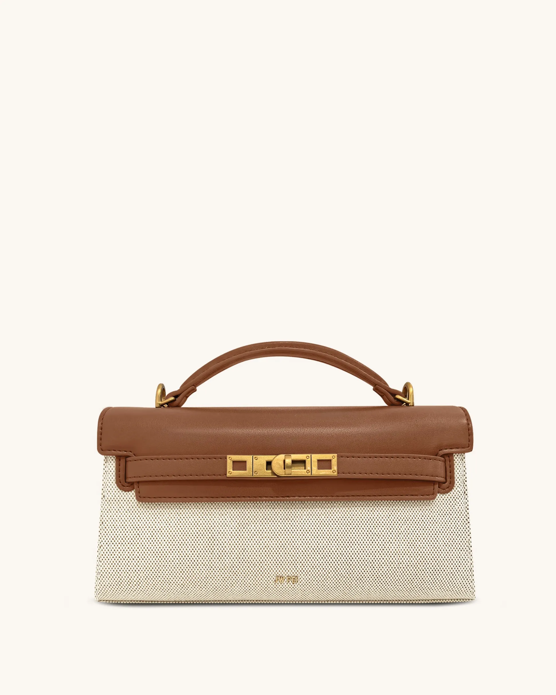 Noor Top Handle Bag - Brown Canvas