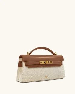 Noor Top Handle Bag - Brown Canvas