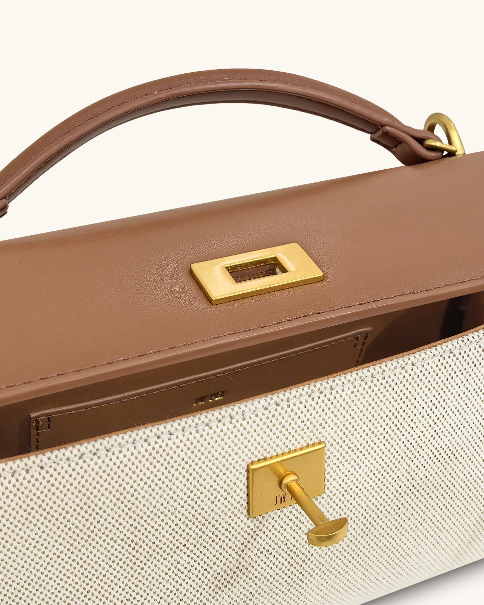 Noor Top Handle Bag - Brown Canvas