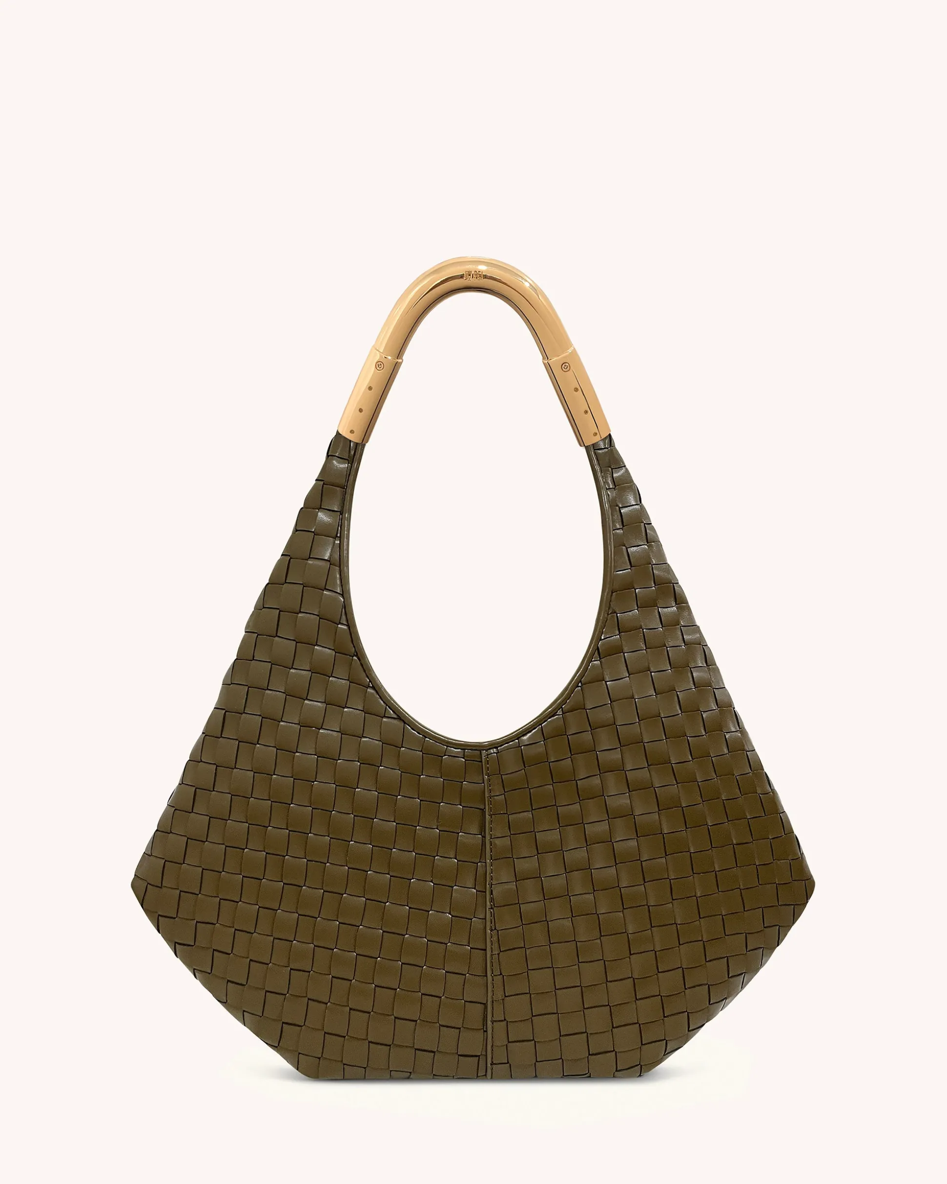 Olivia Hand-Woven Metal Handle Hobo Bag - Olive Green
