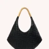 Olivia Hand-Woven Metal Handle Hobo Bag - Black