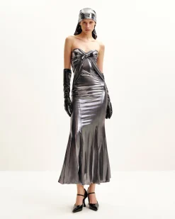 Olivia Silver Maxi Tube Dress - Silver