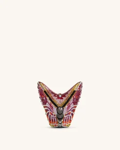 Paisley Crystal Butterfly Clutch - Multicolor