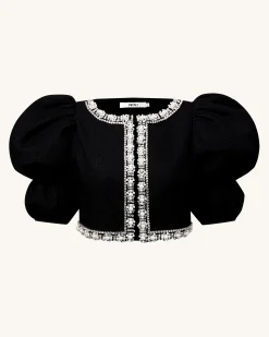 Pearl-Embellished Tweed Set - Black
