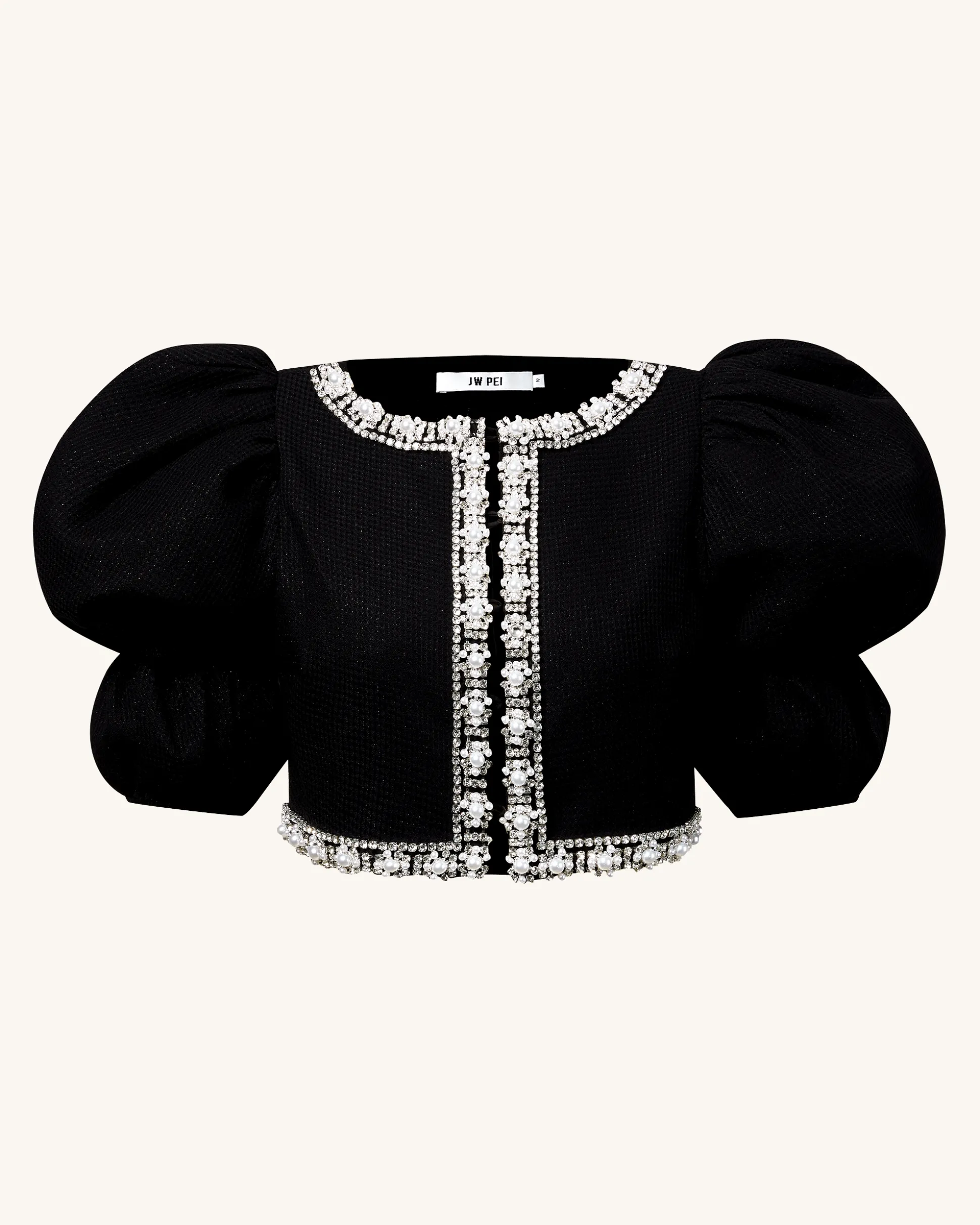 Pearl-Embellished Tweed Set - Black