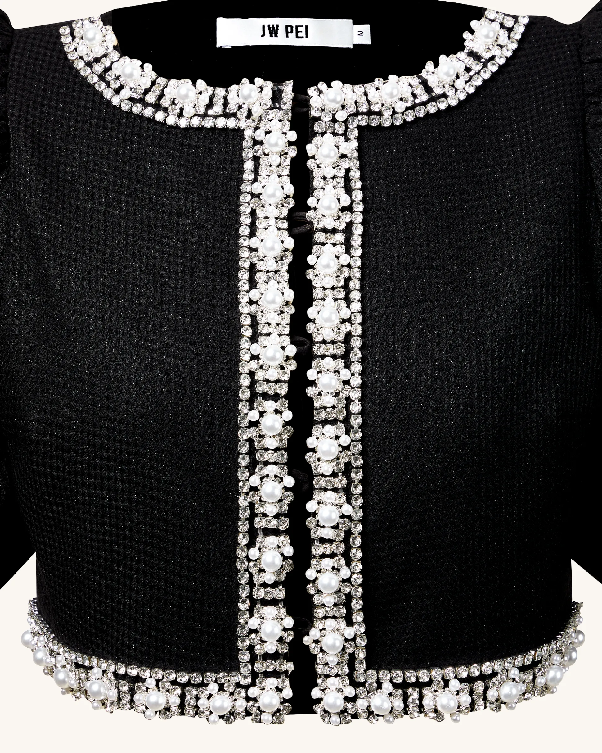 Pearl-Embellished Tweed Set - Black