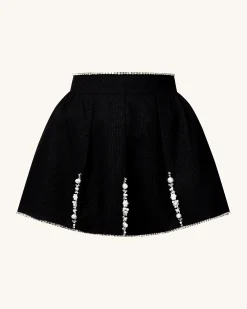 Pearl-Embellished Tweed Set - Black