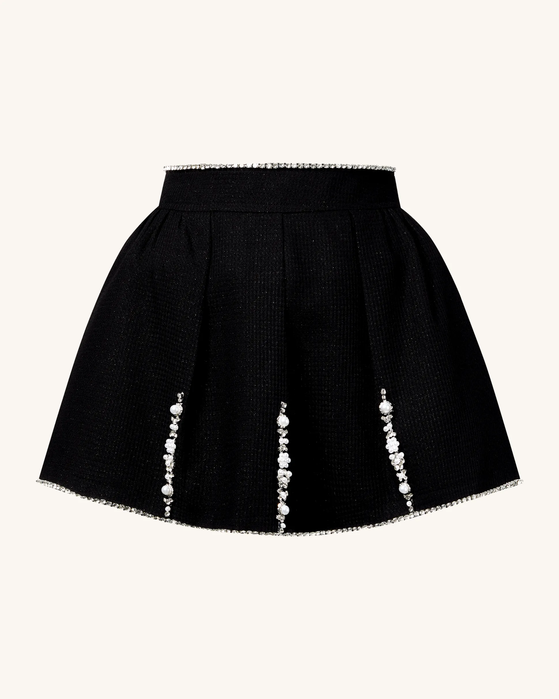 Pearl-Embellished Tweed Set - Black
