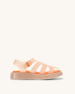 Piper Platform Sandal - Beige & Orange