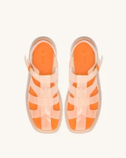 Piper Platform Sandal - Beige & Orange