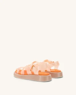 Piper Platform Sandal - Beige & Orange