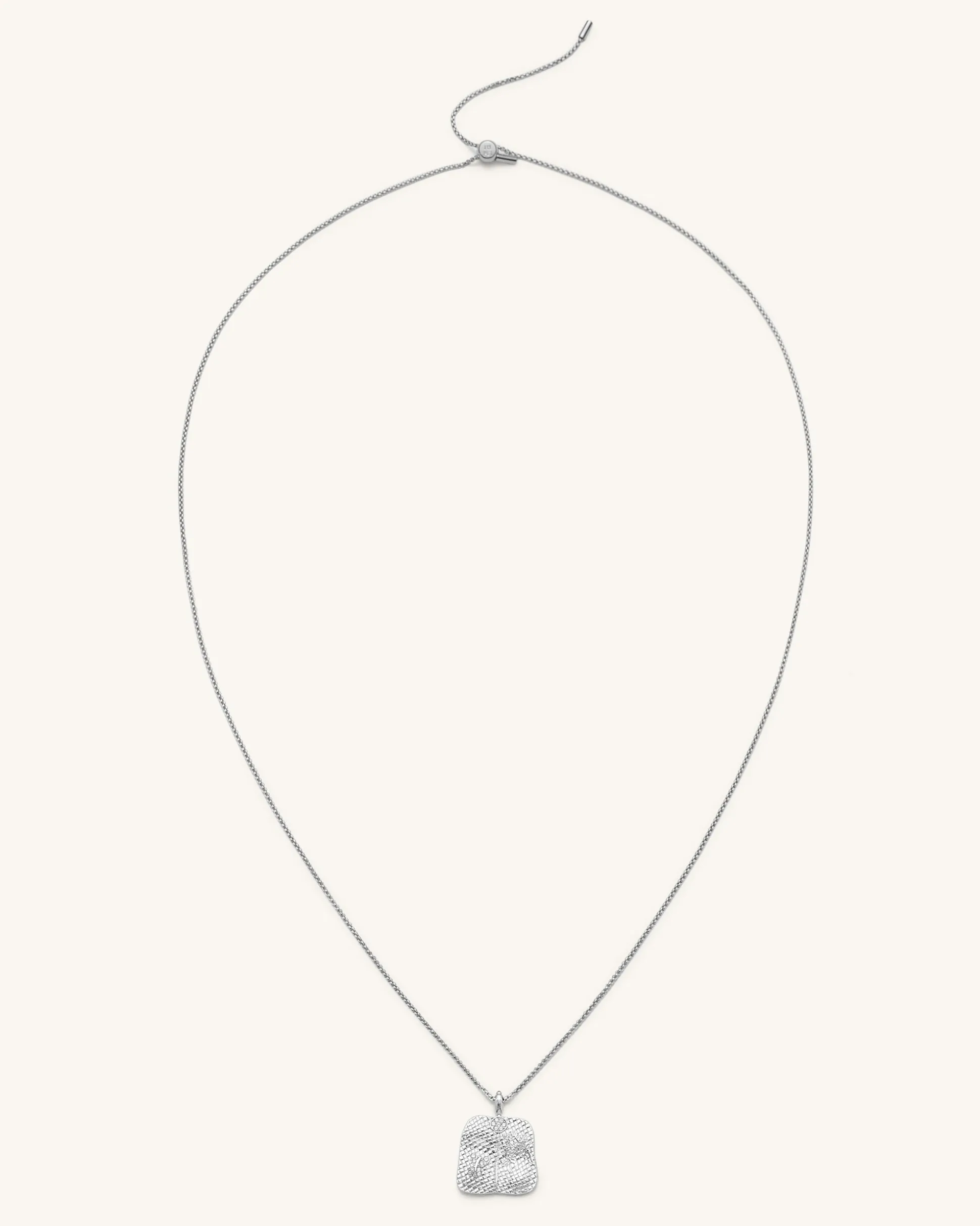 Plantain Fan Pendant Necklace - 18ct White Gold Plated & White Zircon