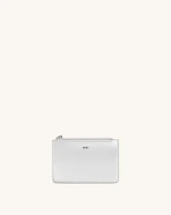 Quinn Metallic Zipped Card Holder - Silver