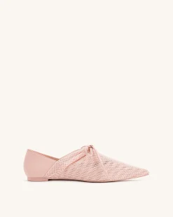 Reilly Fishnet Ballerina Flats - Pink Beige