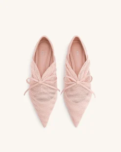 Reilly Fishnet Ballerina Flats - Pink Beige