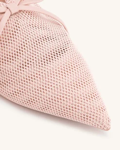 Reilly Fishnet Ballerina Flats - Pink Beige