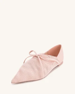 Reilly Fishnet Ballerina Flats - Pink Beige