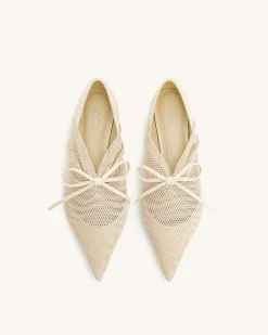 Reilly Fishnet Ballerina Flats - Beige