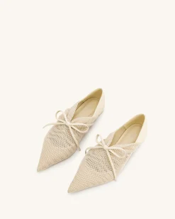 Reilly Fishnet Ballerina Flats - Beige