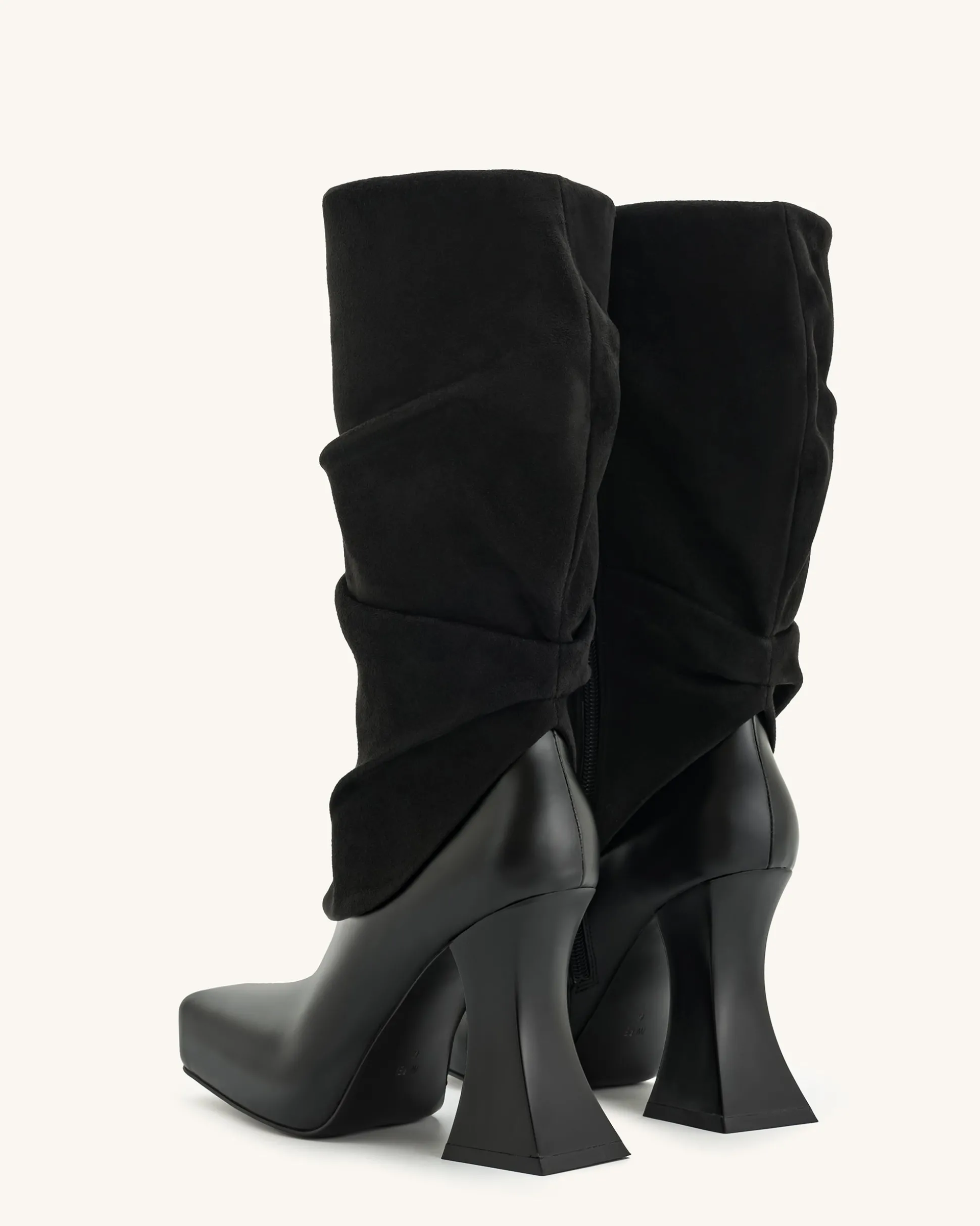 Reyna Square Toe Platform Knit Boots - Black