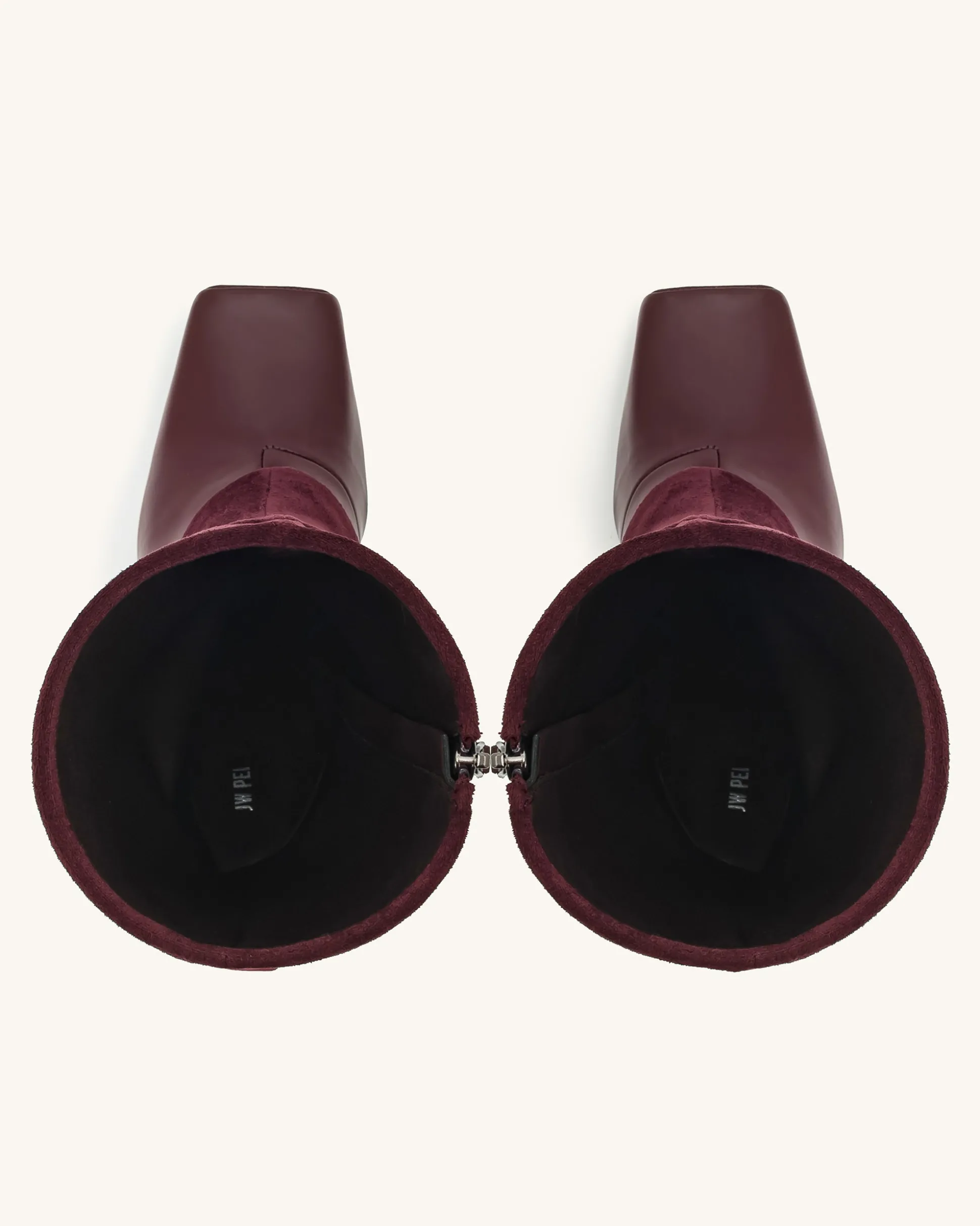 Reyna Square Toe Platform Knit Boots - Claret Red