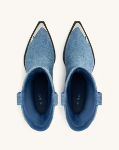 Riya Denim Cowboy Boot - Blue