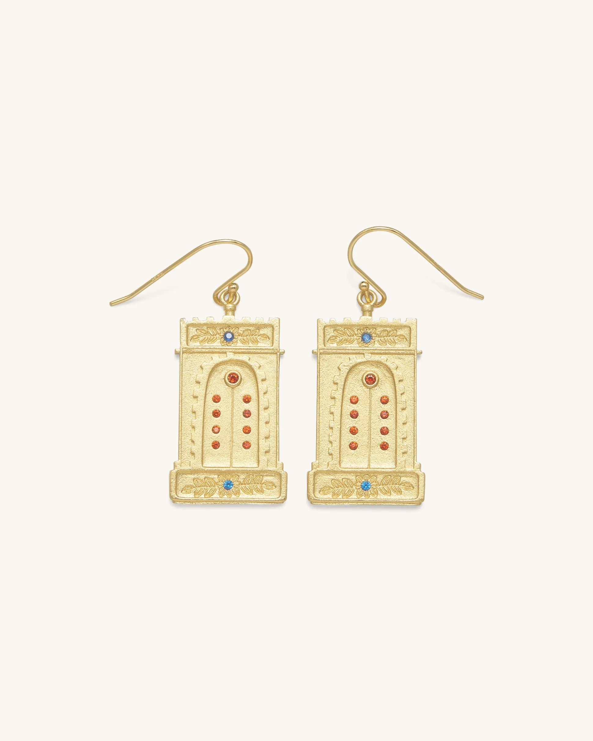 Roman Arch Earrings - 18ct Gold Plated & Multicolor Zircon