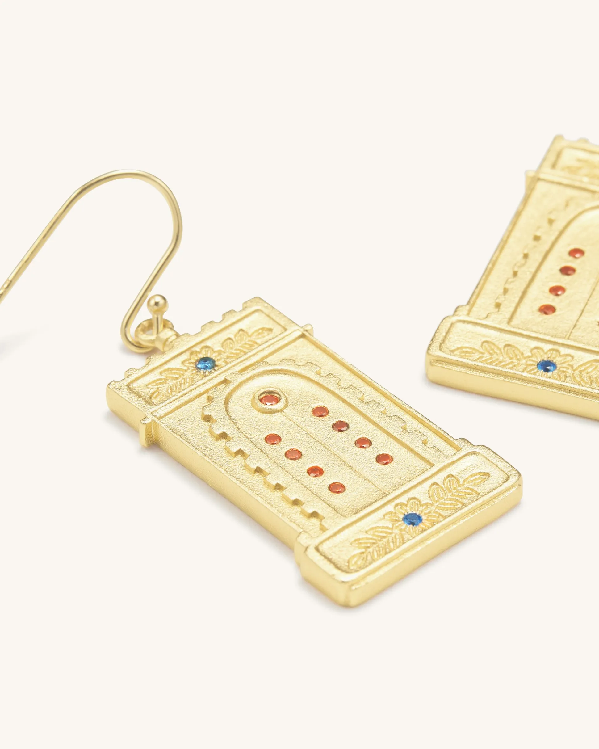 Roman Arch Earrings - 18ct Gold Plated & Multicolor Zircon