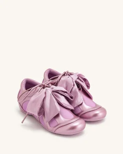Rosie Metallic Bow Tie Low Top Sneakers - Pink