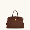 Saige Faux Suede Tote Bag - Brown