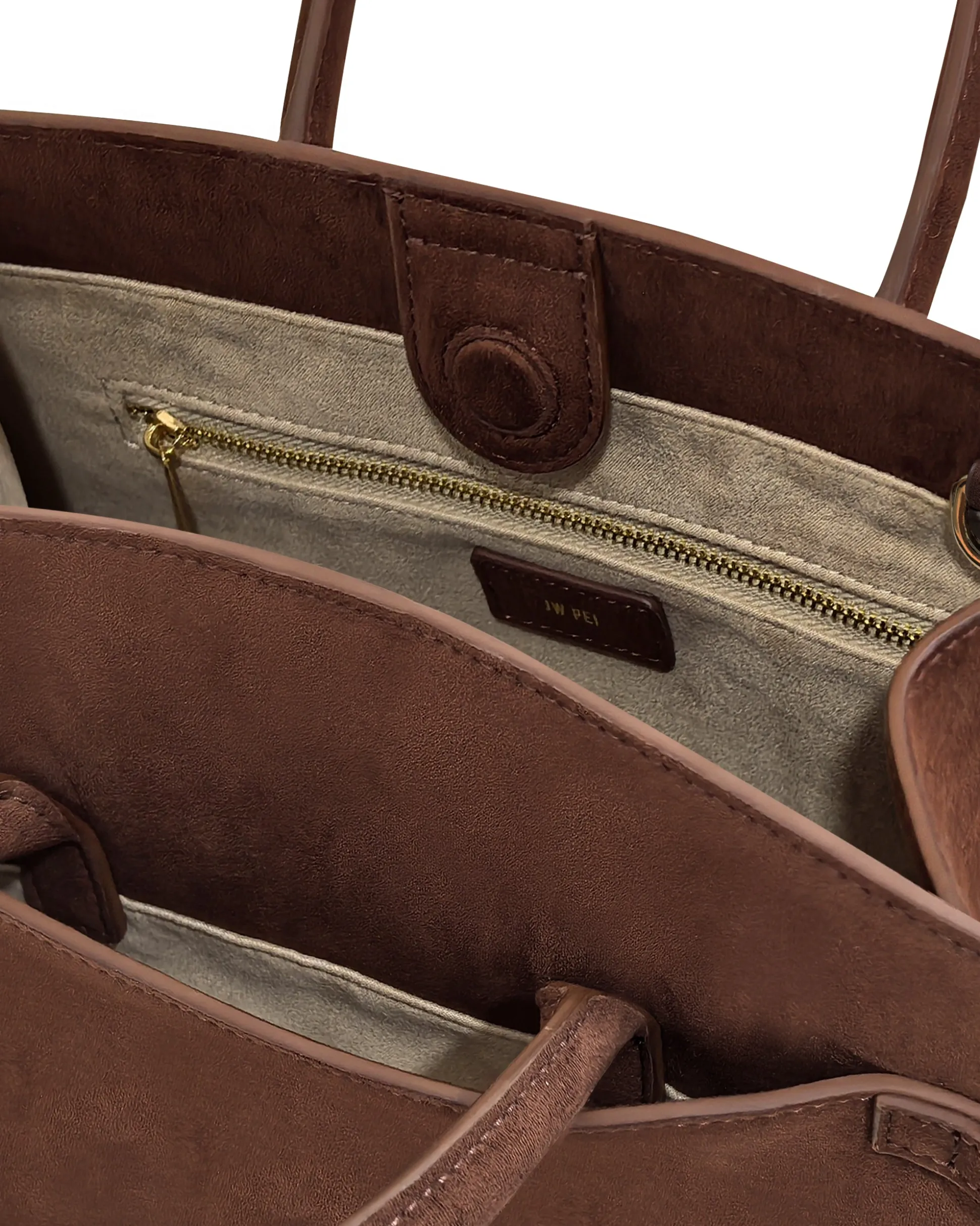 Saige Faux Suede Tote Bag - Brown