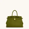 Saige Faux Suede Tote Bag - Olive Green