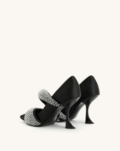 Sara Artificial Crystal Pumps - Black