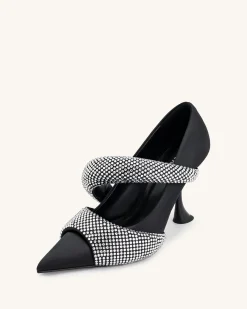 Sara Artificial Crystal Pumps - Black