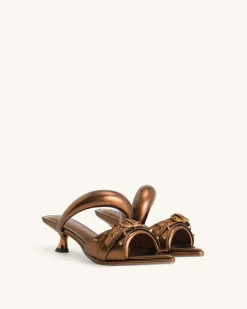 Sara Studded Metallic Mule - Gold