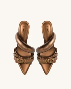 Sara Studded Metallic Mule - Gold