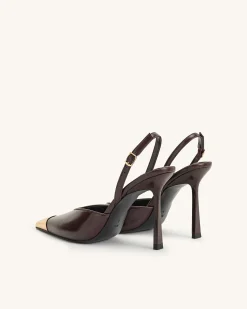 Savannah Gold Tipped Slingback Pumps - Burgundy